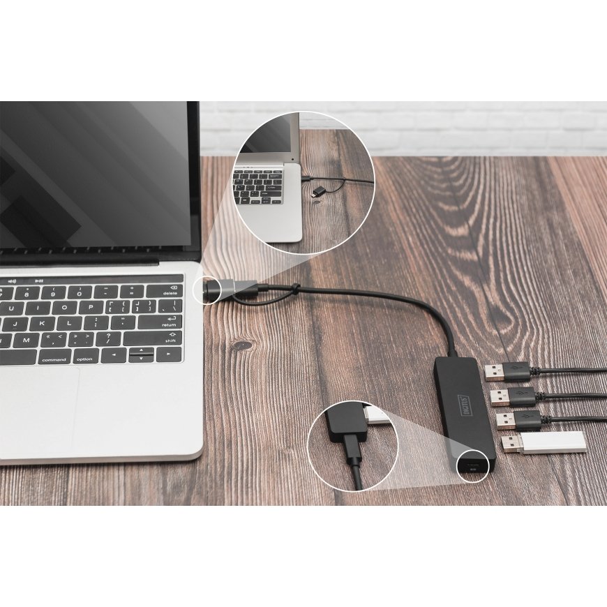 Digitus DA-70235 keskitin USB 3.2 Gen 1 (3.1 Gen 1) Type-A + Type-C 12000 Mbit/s musta – 2