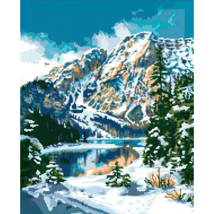 Beldizart Dimantu attēls ar rāmi 40x50 cm Ziemā kalnos DP406 – 2