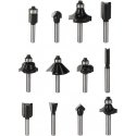 Graphite Carbide Wood Cutters, 6 mm Shank, 12 pcs Set Graphite Carbide Wood Cutters, 6 mm Shank, 12 pcs Set