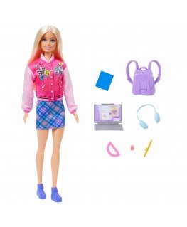 Barbie I Love School Toy Set with & 7 Accessories, Blonde Fashion Doll Wears Removable Look