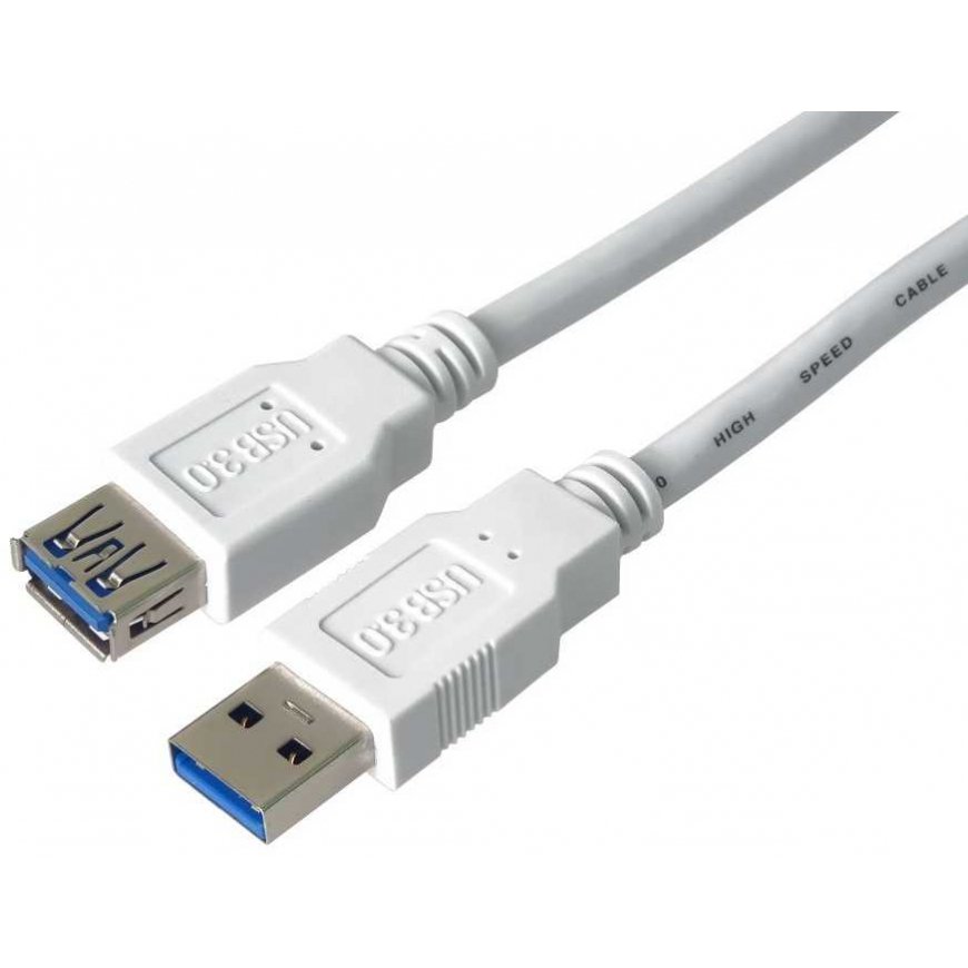 „PremiumCord“ prailginimo kaabel USB 3.0 äärmiselt kiire 5Gbps A-A, MF, 9 kontaktiga, 3 m, valge – 2