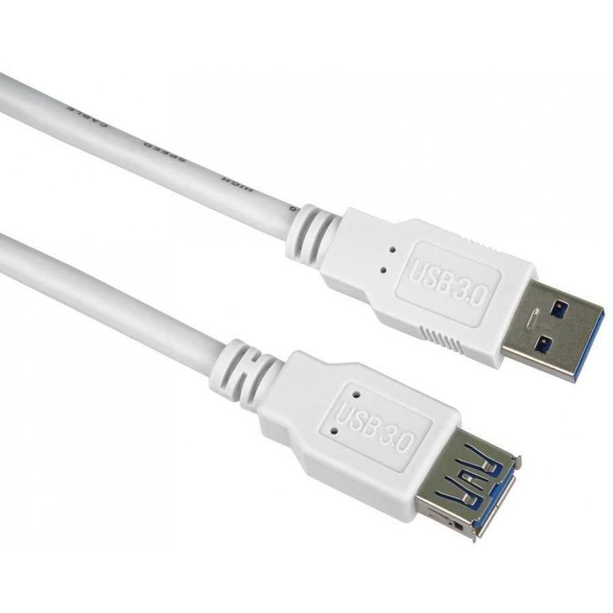 PremiumCord USB 3.0 -pidennyskabeli erittäin nopea 5Gbps A-A, MF, 9 kontaktia, 3 m, valkoinen – 3