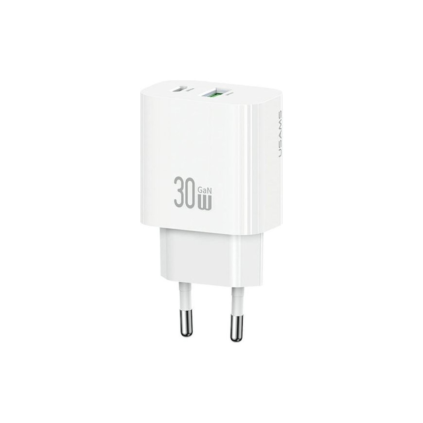 Seinälaturi USAMS CC316 T65 30W 1xUSB-C 1xUSB-A Nopea lataus