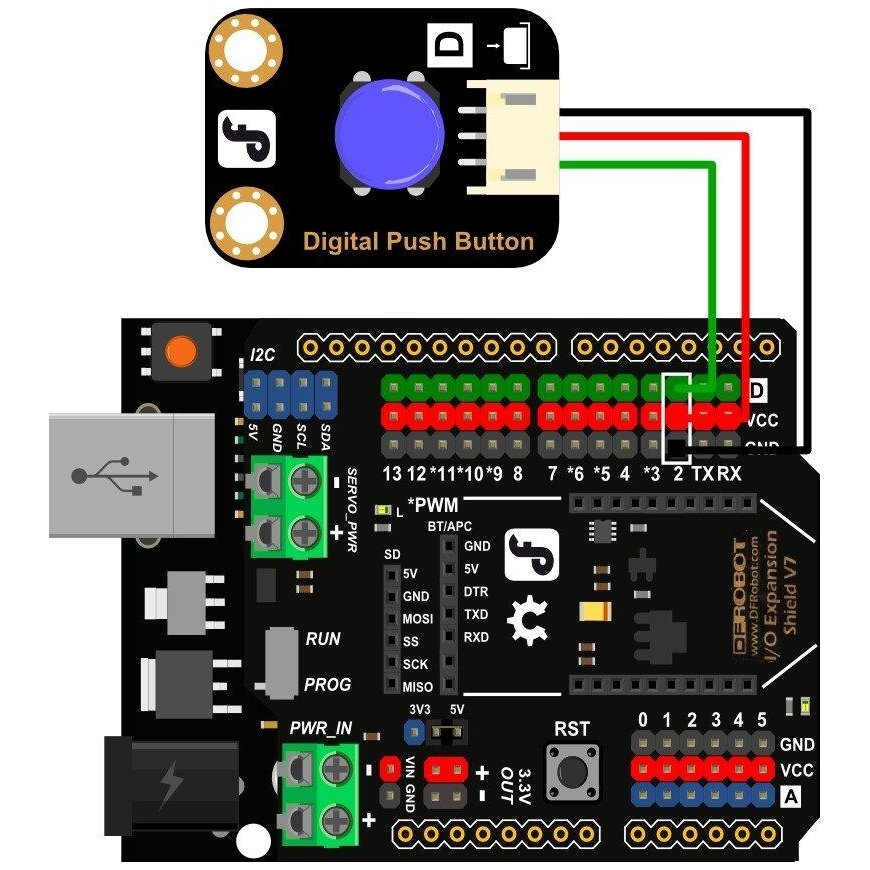 DFRobot Gravity digitaalinen sininen painike – 4