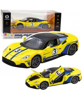 Lean Toys Metalliline Sportauto Valgused Helid Mootor Geltonas 1:22