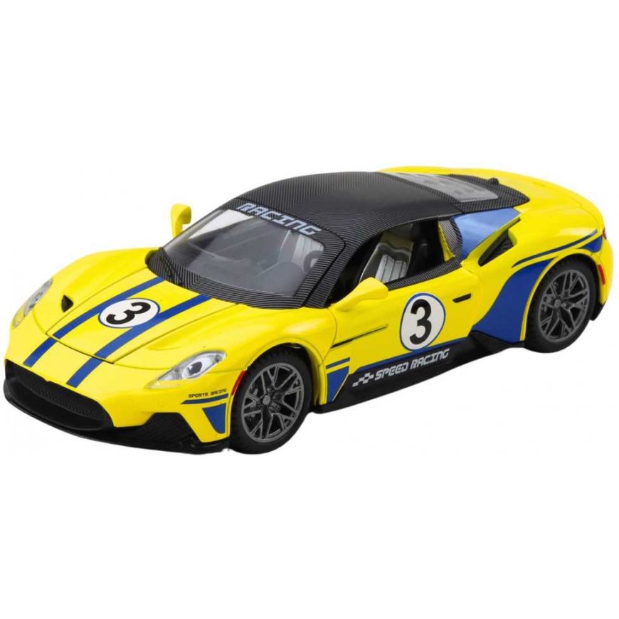 Lean Toys Metāla Sporta Auto Gaismas Skaņas Piedziņa Geltonas 1:22 – 2