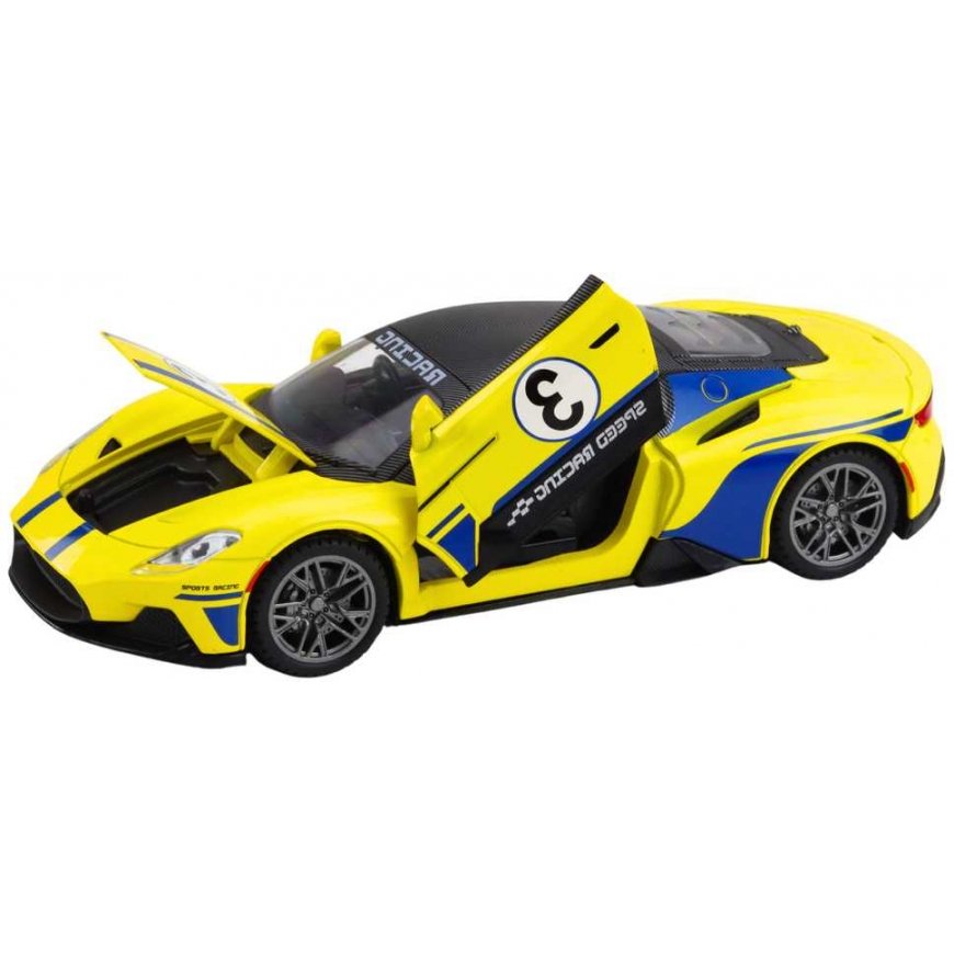 Lean Toys Metalinis Sportinis Automobilis Šviesos Garso Pavaros Geltonas 1:22 – 4