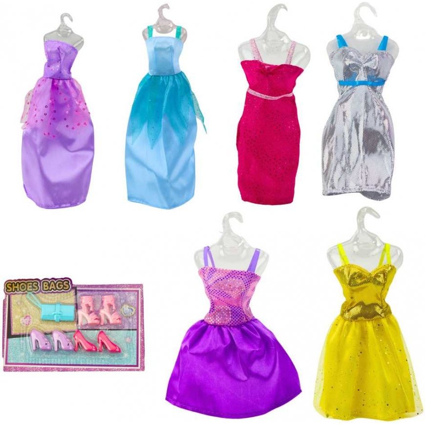 Lean Toys Lelle Anlily ar 8 Kleitām, Apaviem un Somiņu Komplekts – 4