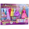 Lean Toys Lelle Anlily ar 8 Kleitām, Apaviem un Somiņu Komplekts Lean Toys Lelle Anlily ar 8 Kleitām, Apaviem un Somiņu Komplekts
