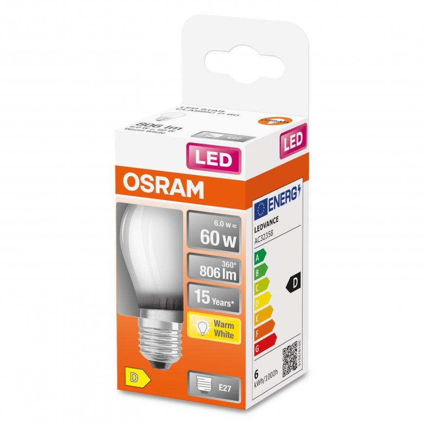 Osram STAR LED-lamppu Lämmin valkoinen 2700 K 5,5 W E27 D – 3