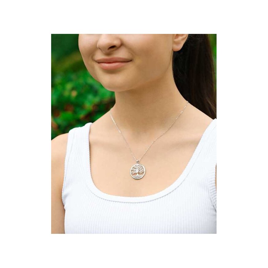 Agato Silver pendant Tree of Life with zircons AGT-H02W – 2