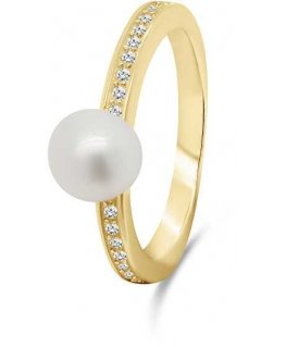 Brilio Silver Brilio Elegant gold-plated ring with real pearls RI055Y