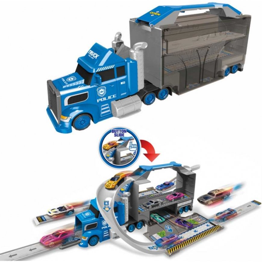 WOOPIE Veoauto Politsei 2in1 Transporter Autotrass – 2