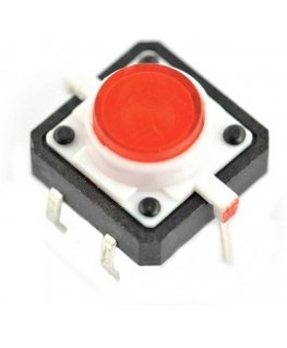 OEM Tactical Button 12x12, 7mm THT 6 Contacts - Red Lighting - 5 pcs