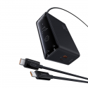 Baseus GaN digitaalinen laturi, 3x USB-C + USB + DC, 240 W + kaapeli 1 m (musta) Baseus GaN digitaalinen laturi, 3x USB-C + USB + DC, 240 W + kaapeli 1 m (musta)