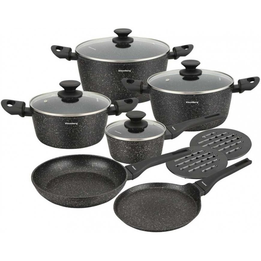 12-piece pot set with marble coating KLAUSBERG KB-7658
