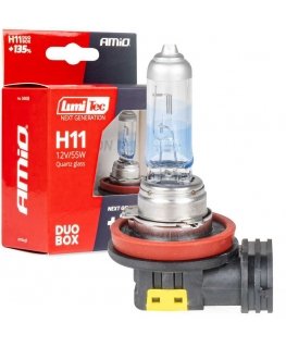 Галогенные лампочки h11 12v 55w lumitec следующего поколения +135% duo amio-04408