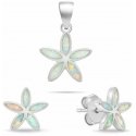 Brilio Silver Flower silver jewelry set with synthetic opals SET288W Brilio Silver Flower silver jewelry set with synthetic opals SET288W