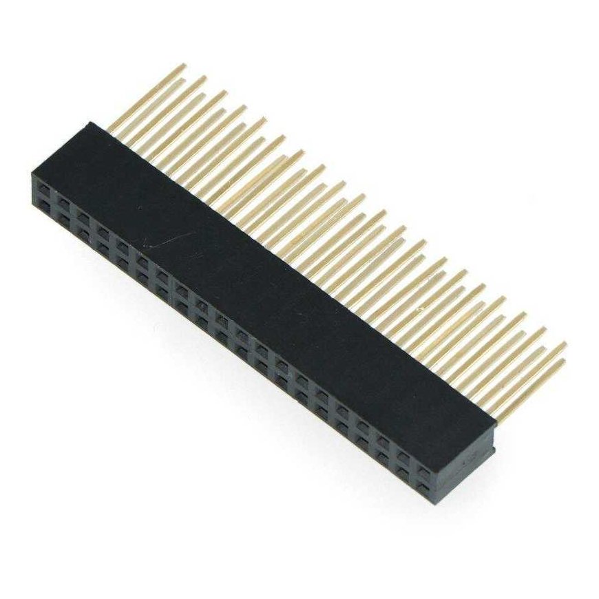 Socket connector strip 2x20 pitch 2.54mm, designed for Raspberry Pi 4B/3B+/3B/3 - long pins 10mm – 2