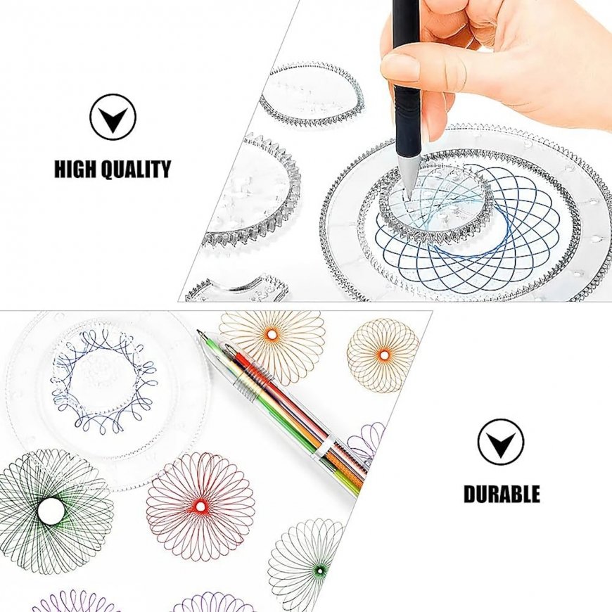 Vigo 28pcs Spiral Drawing Ruler Set Includes Gears Pens A4 Paper