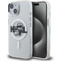 Dėklas Karl Lagerfeld IML Blizgučiai Karl ir Choupette Eskizas MagSafe dėklas iPhone 15 Skaidrus