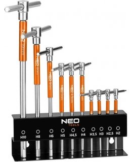 Neo Tools „Allen“ raktai su „Tommy“ juosta. Rinkinys po 10 2 - 10 mm stove