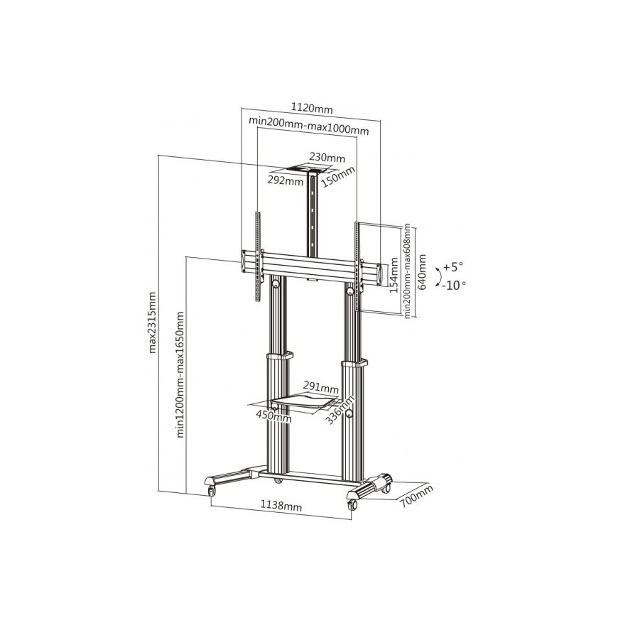 Reflecta 23211 monitori kinnitus ja alus 2,54 m (100") Põrand Alumiinium, Must – 3
