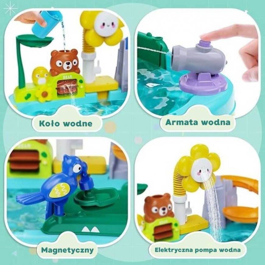 WOOPIE 4 ühes veelaud, kalapüügimäng, kraanikauss, veeslaide, lill – 3