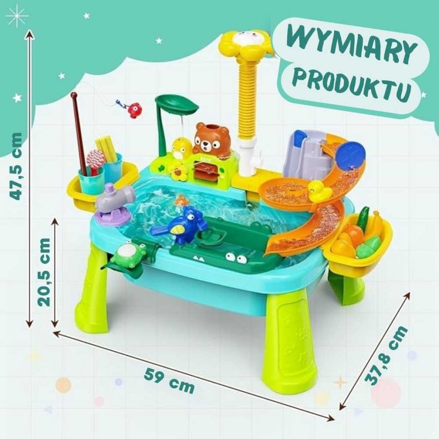 WOOPIE 4 в 1 водный стол, рыболовная игра, раковина, водная горка, цветок – 4