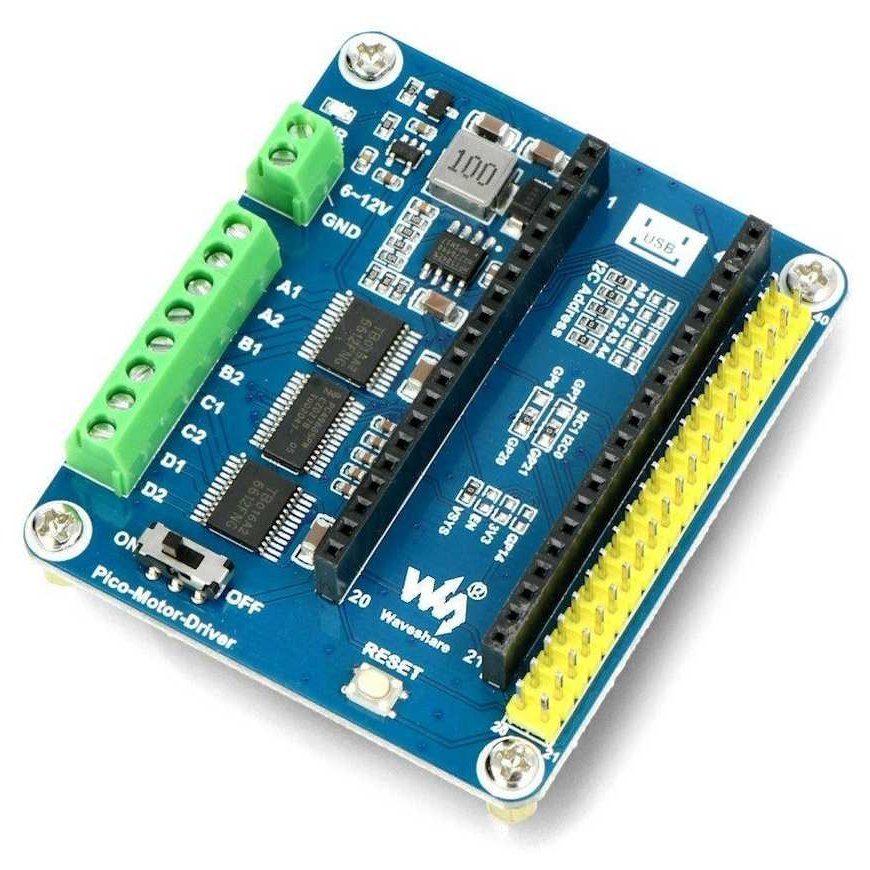 DC motor controller module - four-channel - extension for Raspberry Pi Pico - Waveshare 19764