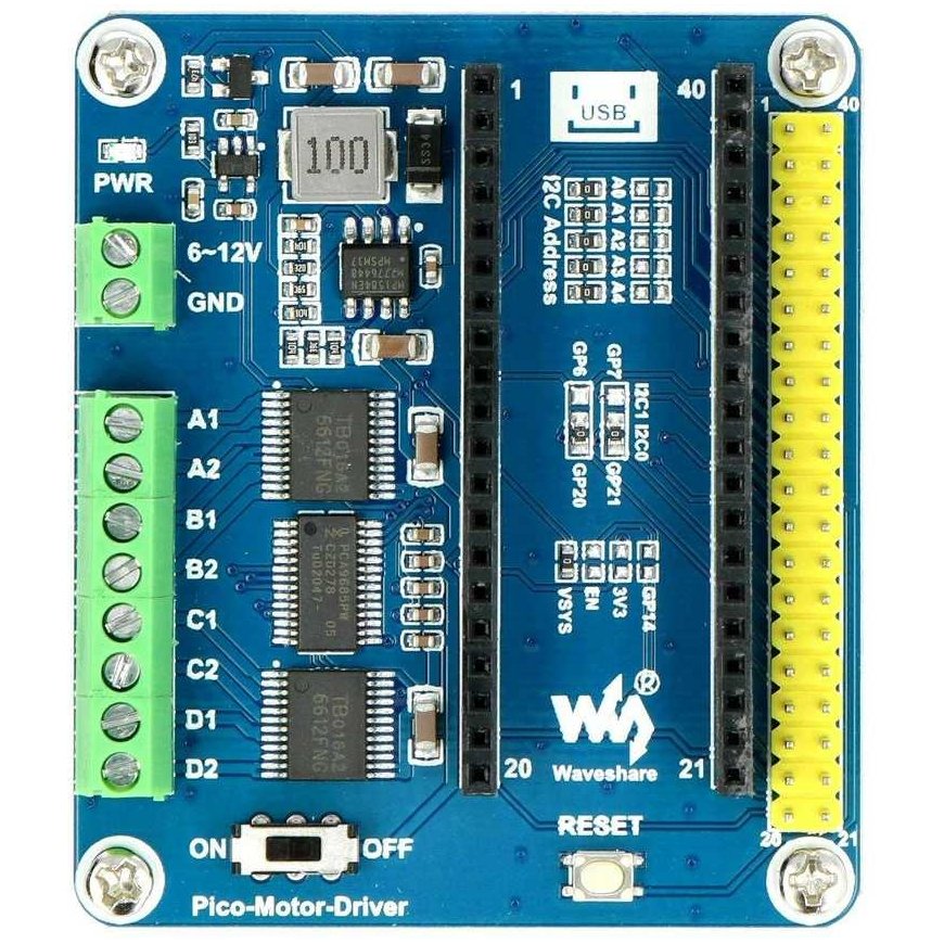 Модуль контроллера DC двигателя - четырехканальный - расширение для Raspberry Pi Pico - Waveshare 19764 – 4