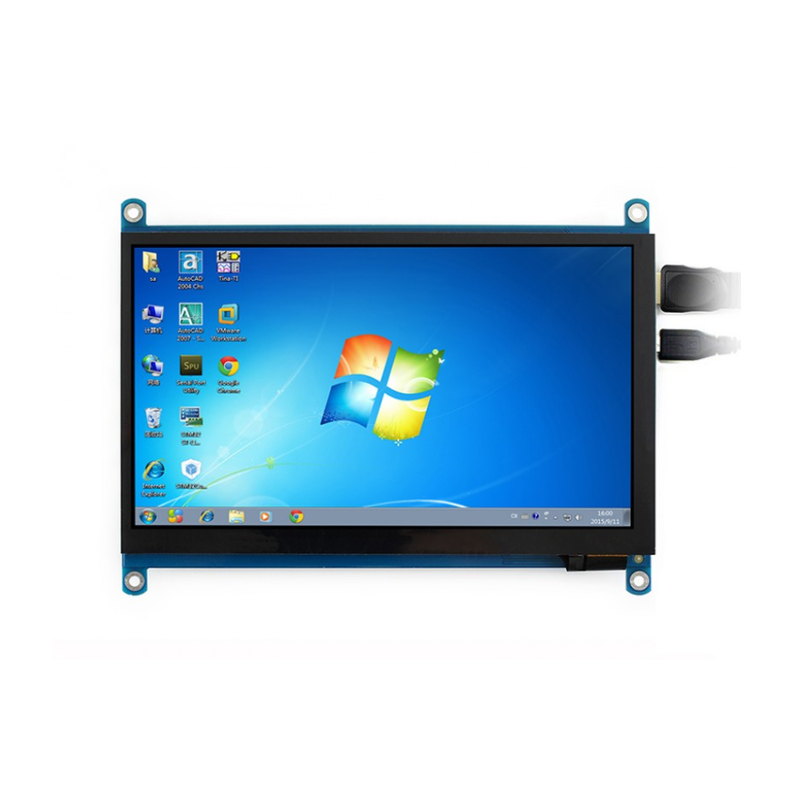 Waveshare Pinnoitettu Kosketusnäyttö Raspberry Pi 3B+/3B/2B/Zero Mikro-ohjaimelle - LCD IPS 7