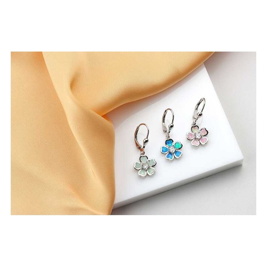 Brilio Silver Silver Hanging Earrings, Flowers with Blue Opals EA1097WB – 5