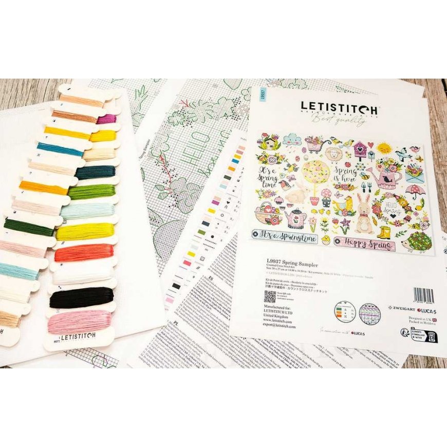 Letistitch Cross Stitch Kit 'Spring Sampler' 38x27cm SLETIL9937 – 3