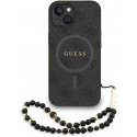 Guess PU leather 4G colored ring strap MagSafe case for iPhone 14 (black) Guess PU leather 4G colored ring strap MagSafe case for iPhone 14 (black)