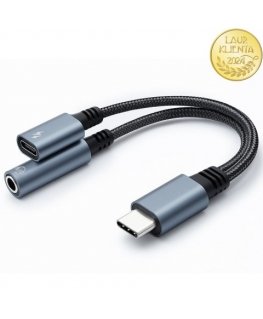 Adapteri 2w1 USB C USB C Jack 3.5mm PD 15W