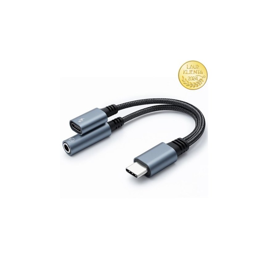 Adapteris 2w1 USB C USB C Jack 3.5mm PD 15W