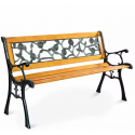 Wooden bench Lean with a metal frame and backrest