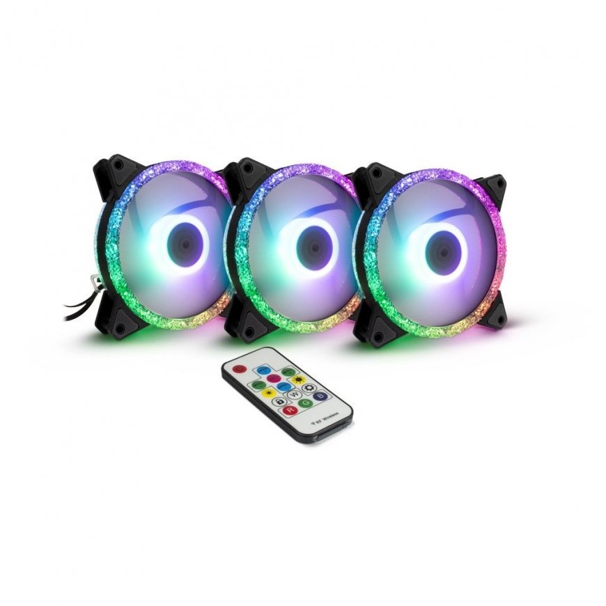 Inter-Tech Argus RS-07 Datora korpusam Ventilators 12 cm Melns, Balts