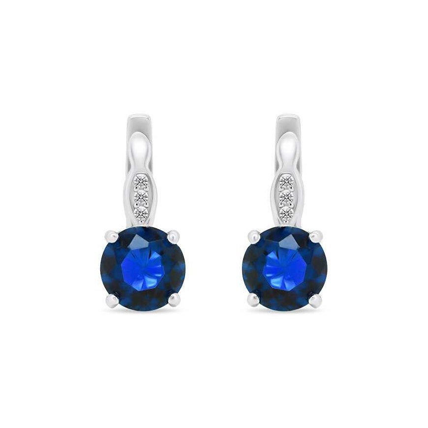 Brilio Silver Luxurious silver earrings with dark blue zirconia EA548WB – 2