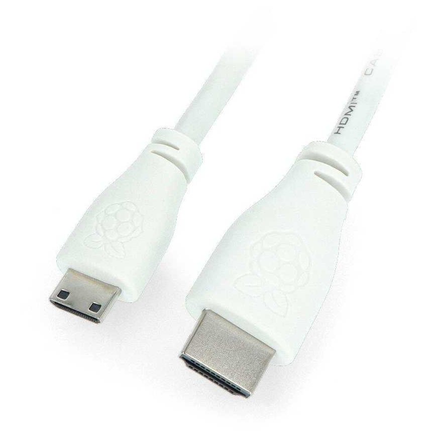 Raspberry MiniHDMI - HDMI 1m Baltas – 3