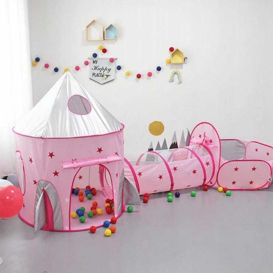 WOOPIE 3 ühes palapind „Princess Palace XXL“ tunnelitüüpi mängumaja „Dry Palace“ – 2