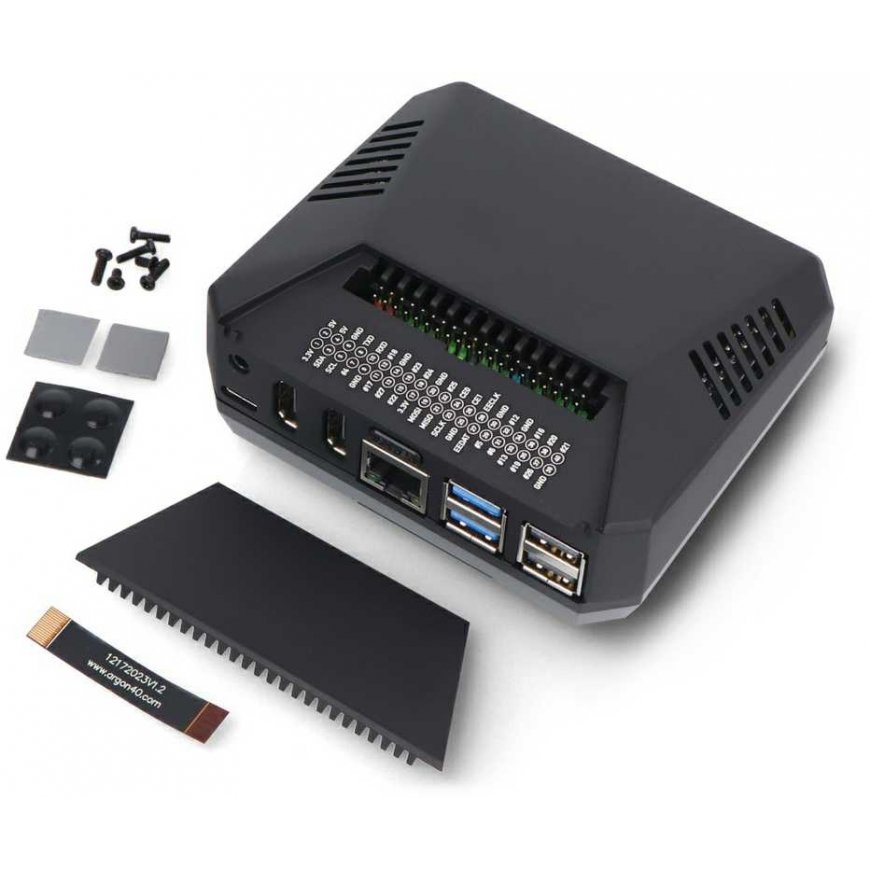 Argon40 Argon ONE V3 M.2 NVMe PCIe korpuss ir Raspberry Pi 5 - ar ventilatoru un radiatoru - alumīnijs - melns – 4