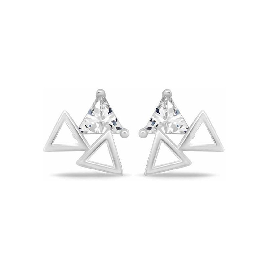 Brilio Silver Silver Earrings Triangles with Zircon EA1068W – 2