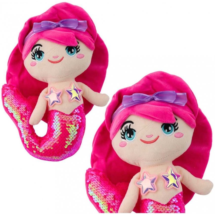 Lean Toys Pink Plush Mermaid with Glitter 28 cm