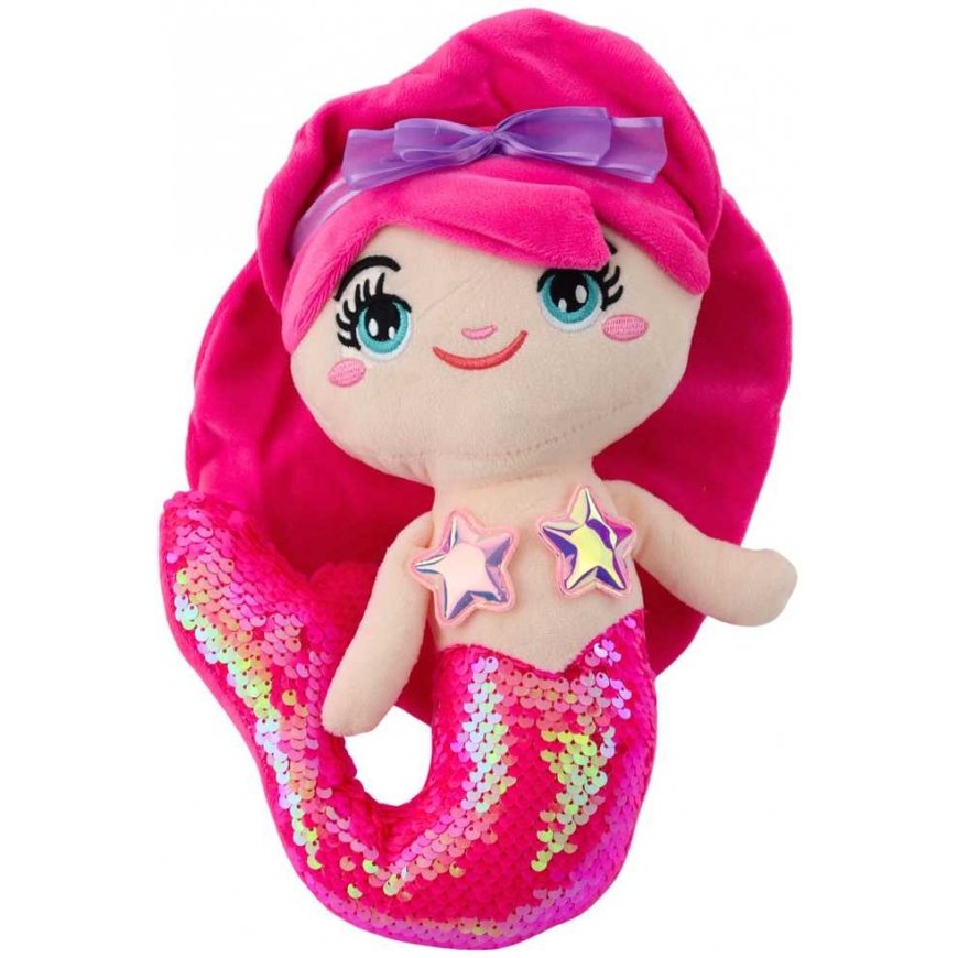 Lean Toys Pink Plush Mermaid with Glitter 28 cm – 3