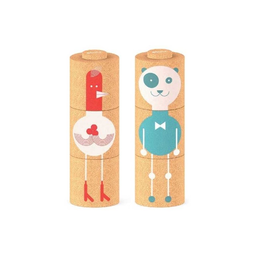 Elou Ecological Cork Blocks - Rooster/Panda Pyramid Puzzle – 2
