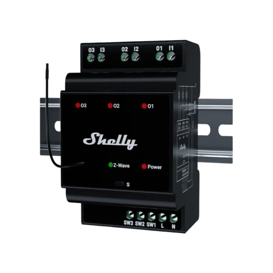 Shelly Wave PRO 3 elektrirelee Must