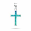 Brilio Silver Silver cross pendant with green-blue synthetic opal PT141WB Brilio Silver Silver cross pendant with green-blue synthetic opal PT141WB