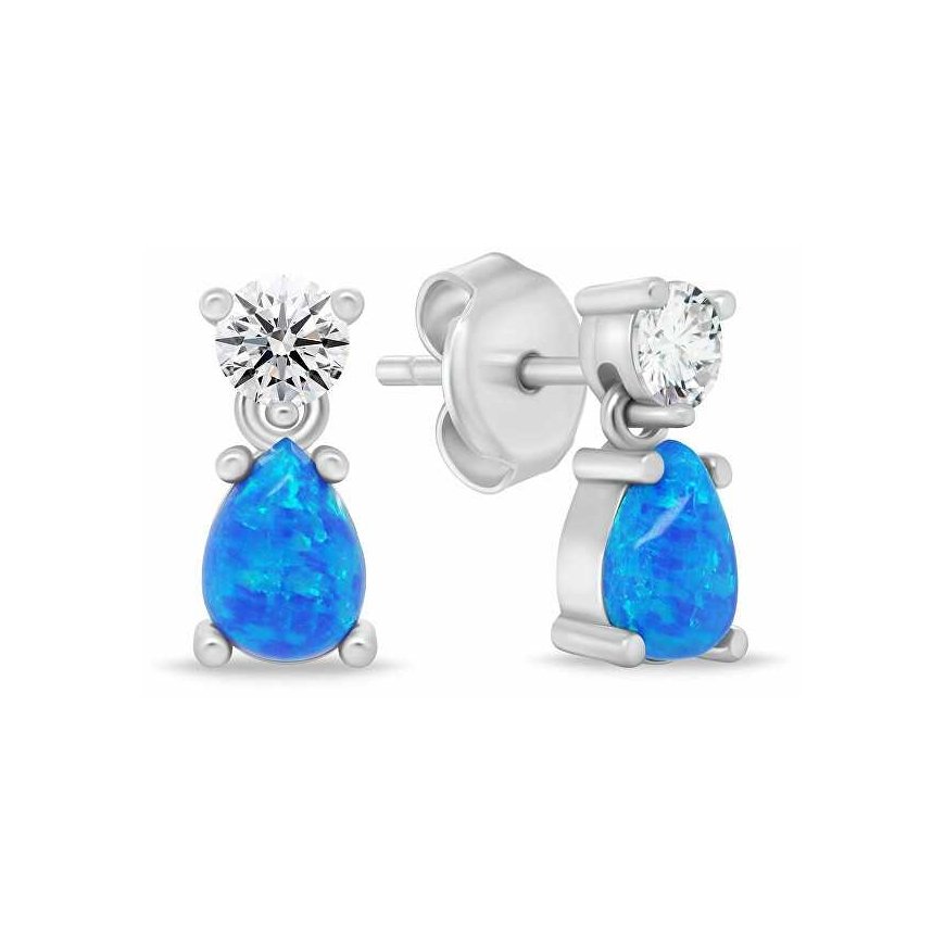 Brilio Silver Madingi silver earrings with blue synthetic opals EA1187WB